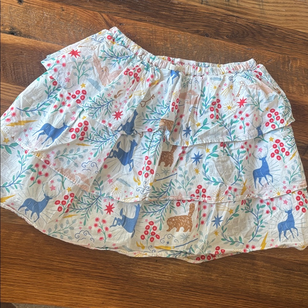 Harry Potter Mini Boden Hogwarts Patronus Tiered Ruffle 100% Cotton Skirt 11-12Y
